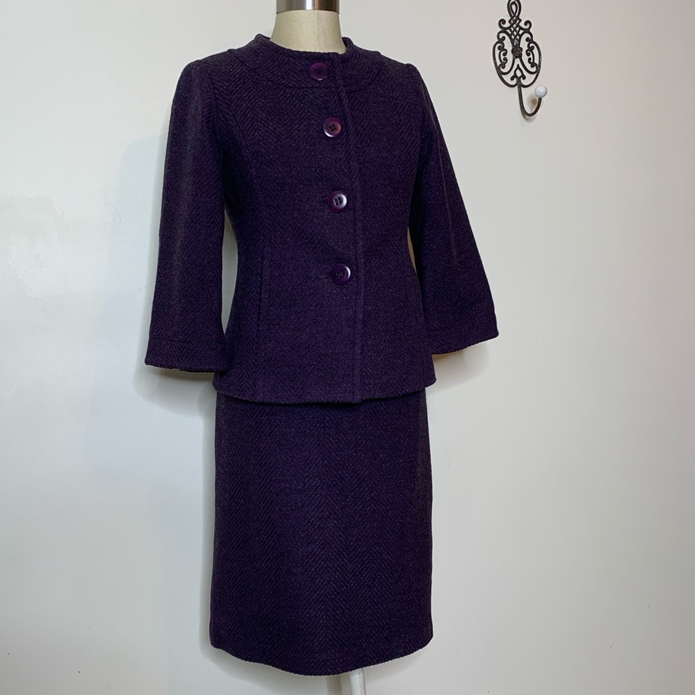 PENDLETON Herringbone Wool Jkt/Skirt Suit Sz 8 - Picture 3 of 16